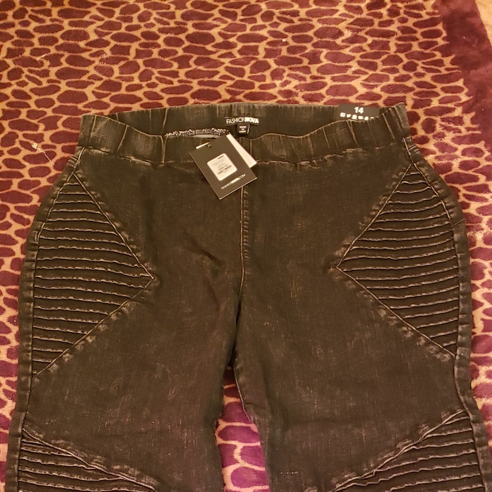 Fashion Nova "Shut Up and Drive" black jeans